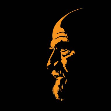 Sakallı, kel, arka planda duran bir adam portresi. Vektör. Görüntü.