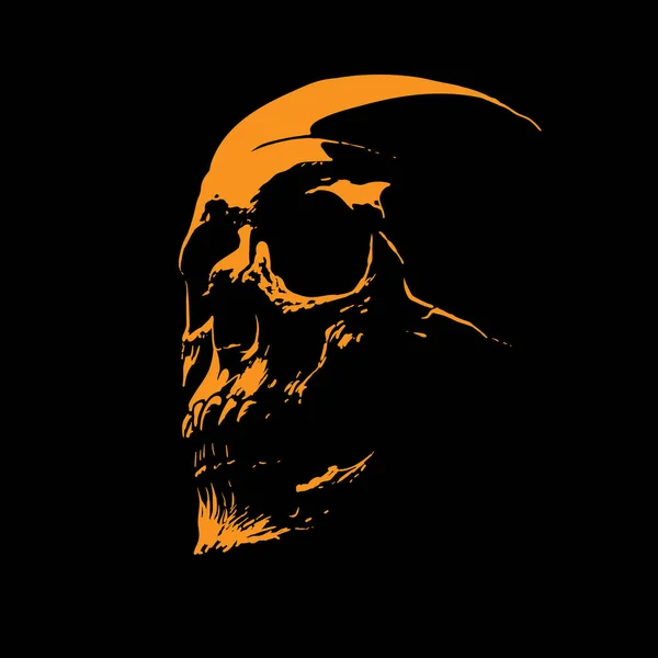 Scull portrait silhouette in contrast backlight. Vector. Illustration. — Stock Vector