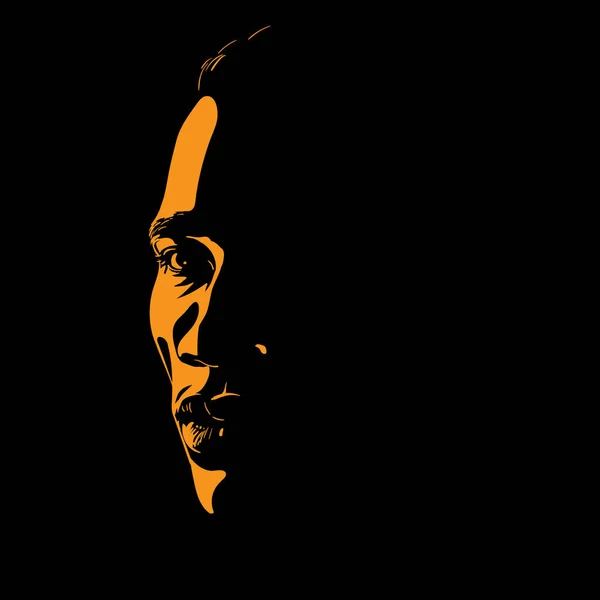 African Man portrait silhouette in contrast backlight. Vector. — Stock Vector