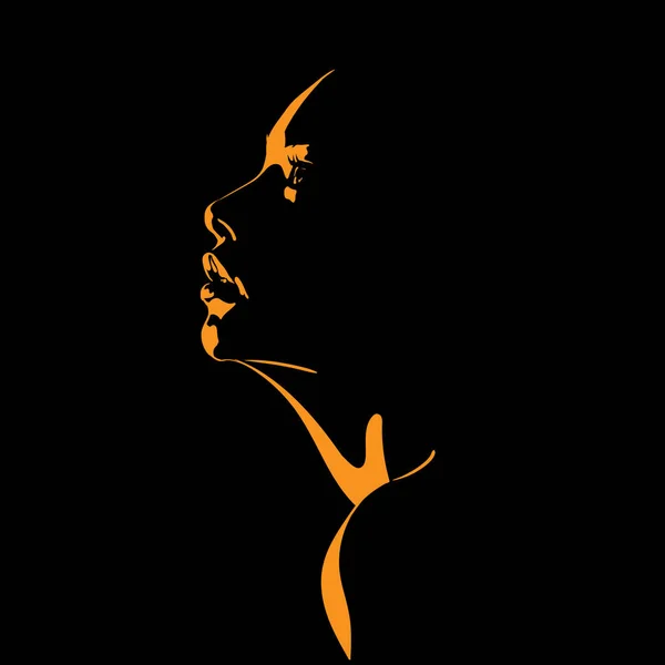 Skönhet kvinna ansikte siluett i kontrast bakgrundsbelysning. Vektor. Illustration. — Stock vektor