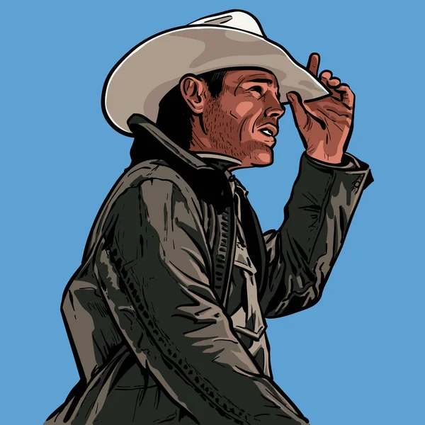 Hombre con sombrero de vaquero. Western. Retrato . — Archivo Imágenes Vectoriales