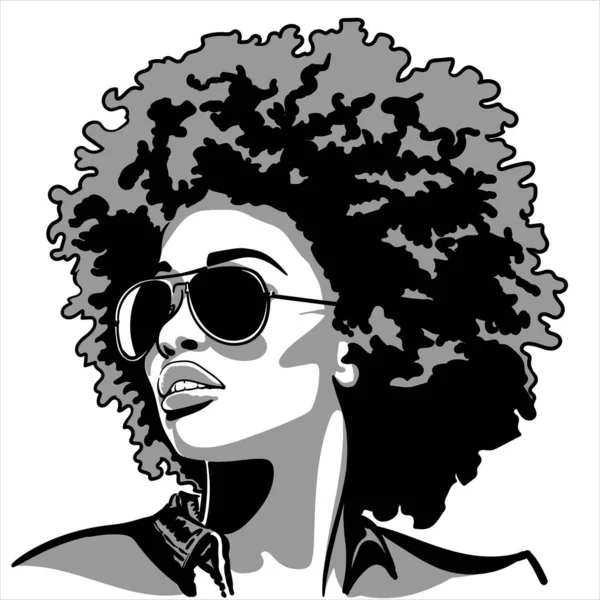 Silueta de mujer africana en contraste contraluz — Vector de stock