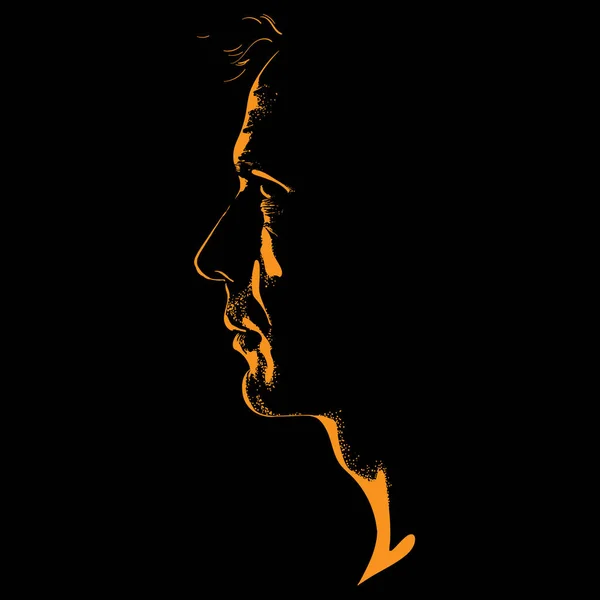 Silhouette portrait homme en contre-jour contrasté . — Image vectorielle