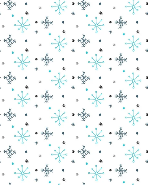 Modne Zimowe Ręcznie Rysować Wektor Wzór Choinka Snow Flake Symbol — Wektor stockowy