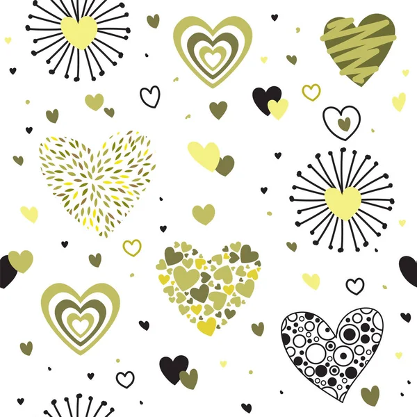 Grunge Design Love Seamless Vector Pattern Corazón Diverso Con Elementos — Vector de stock