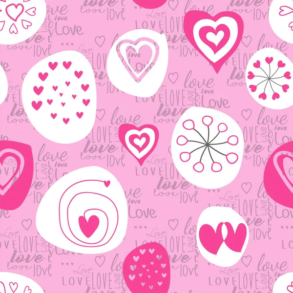 Grunge Design Love Seamless Vector Pattern Corazón Diverso Con Elementos — Vector de stock