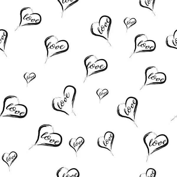 Pintado Arte Com Palavra Amor Seamless Vector Pattern Texto Diverso — Vetor de Stock