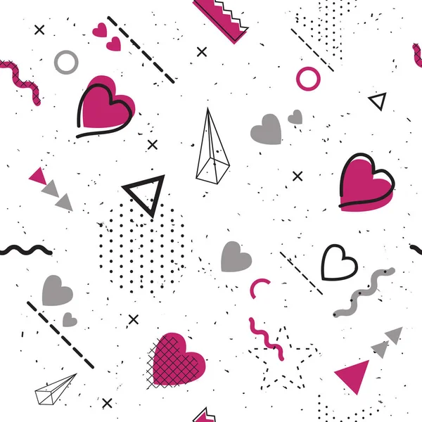 Grunge Hand Draw Love Seamless Vector Pattern Inglés Textura Del — Vector de stock