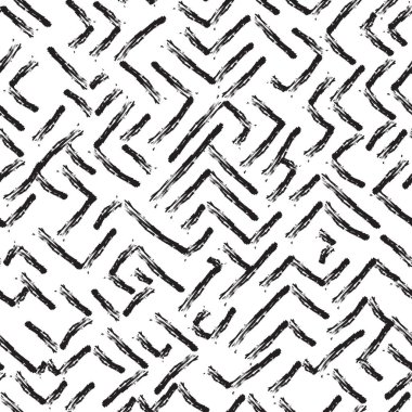 Labirent çizgileri. Boyalı fırça sanat dokusu. Sorunsuz vektör desen