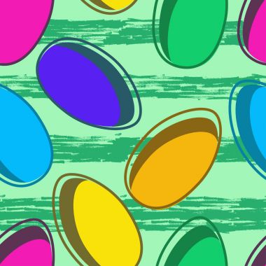 Paskalya sorunsuz vektör desen. El çizmek sanat yumurta boyalı. Tatil komik doku