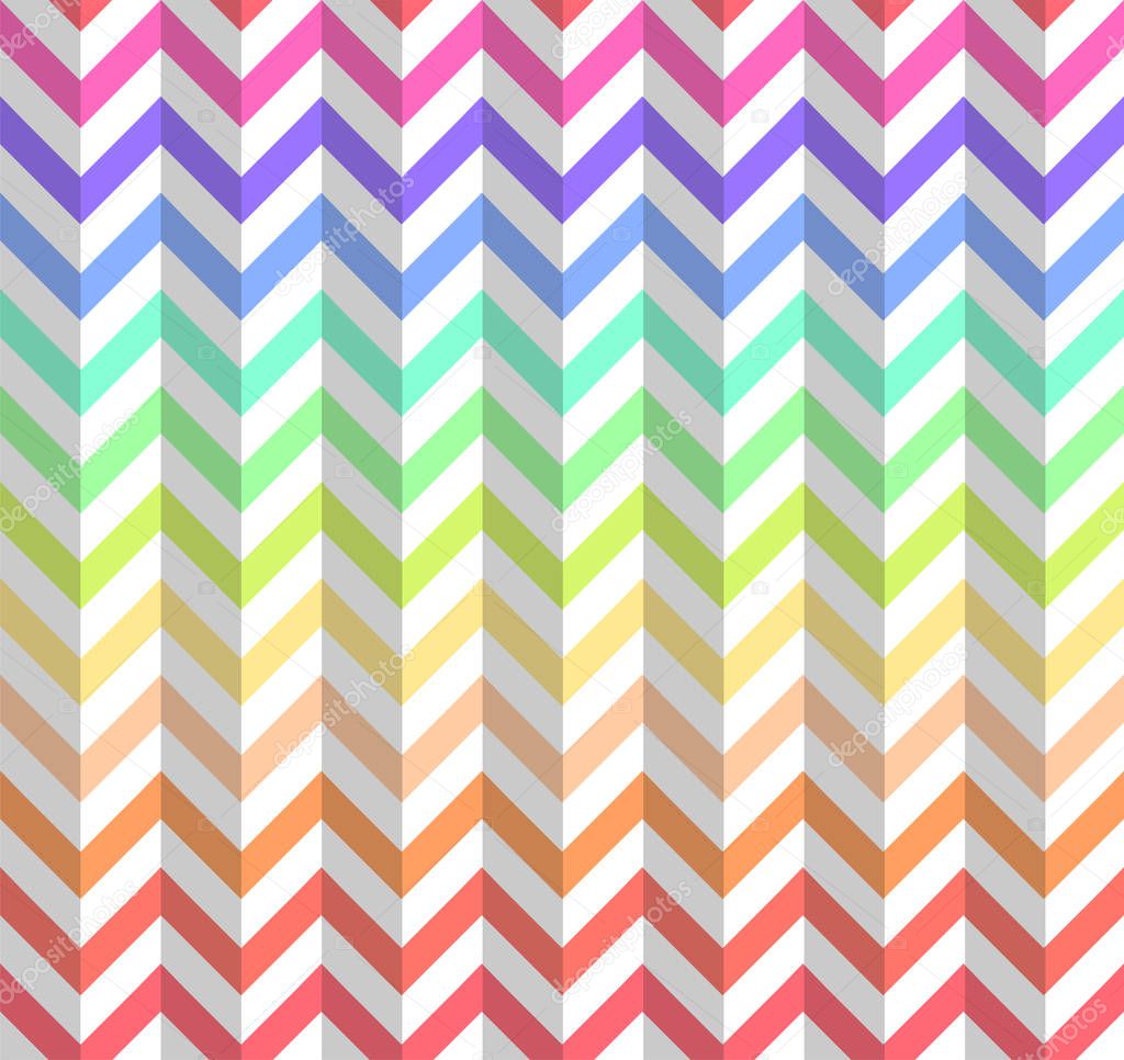 RAINBOW COLORED ZIG ZAG SEAMLESS VECTOR PATTERN. HERRINGBONE TEXTURE. PARALLEL STRIPED LINES BACKGROUND