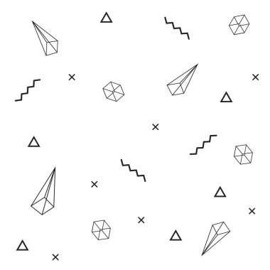 Memphis tarzı Seamless Modeli geometrik öğeleri 90s tasarım doku beyaz arka plan üzerinde.