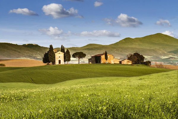 Romantic Small Chapel Vitaleta Idyllic Tuscany Landscape Top Attraction Italy — Stock Photo, Image