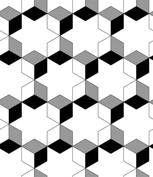 Sechseckige Nahtlose Vektormuster Umreißen Spalier Geomterische Würfelelemente Textur Monochrom Trendiger — Stockvektor