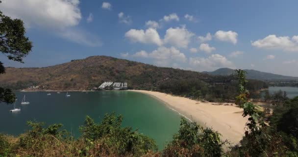 Praia Vazia Dia Por Causa Carantin Tailândia Phuket — Vídeo de Stock