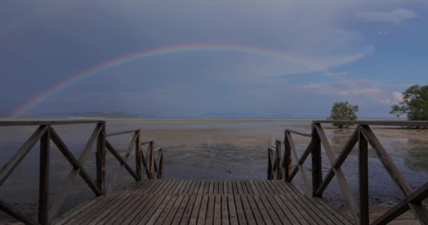 Regenbogen Meerblick Von Der Seebrücke — Stockvideo