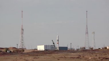 Baikonur, Rusya - 10.23.12: İnsanlı roket Soyuz fırlatıldı