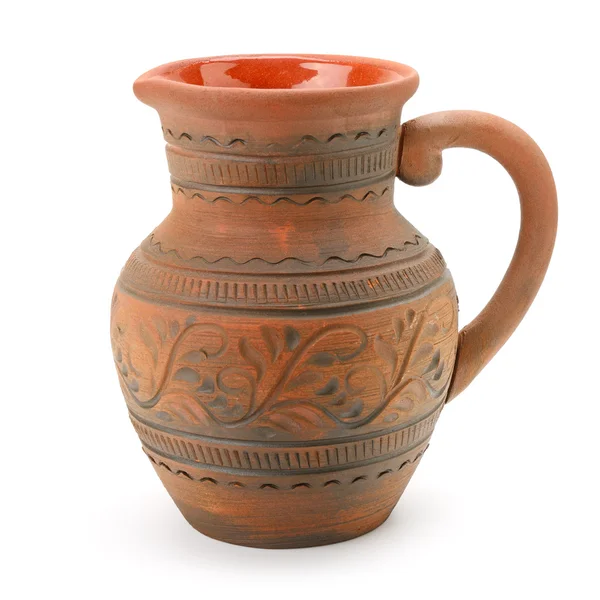 Beyaz arkaplanda kil çömlek izole