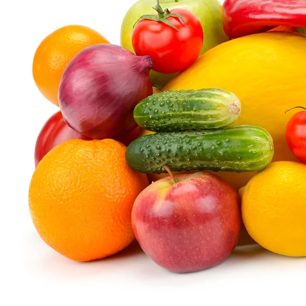 Fruits et légumes isolés sur fond blanc — Photo