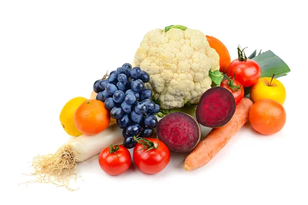 Obst und Gemüse isoliert auf weißem Hintergrund — Stockfoto