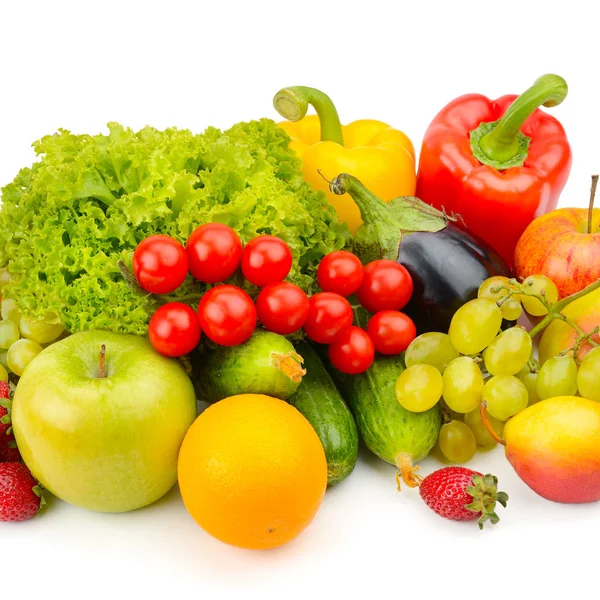 Fruits and vegetables isolated on white background — Stock Photo, Image