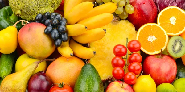 Hermoso fondo de un conjunto de verduras y frutas —  Fotos de Stock