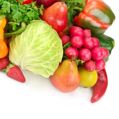 meyve ve sebze beyaz arkaplanda izole