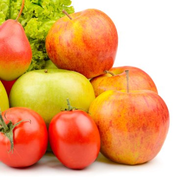 Meyveler ve sebzeler beyaza boyanmıştır.