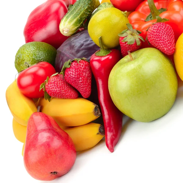 Fruits et légumes isolés sur blanc — Photo