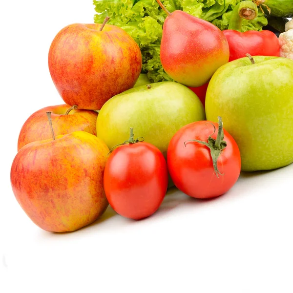 Fruits and vegetables isolated on white — Stock Photo, Image