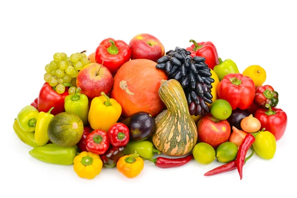Fehér alapon izolált gyümölcs és zöldség — Stock Fotó