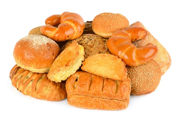 Chleba a jiných pekařských výrobků izolovaných na bílém pozadí — Stock fotografie
