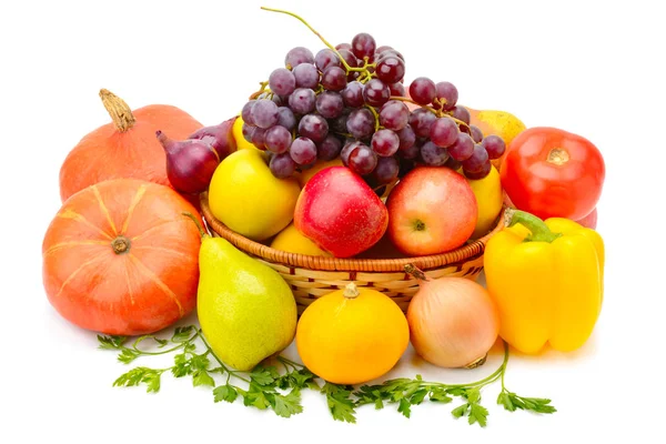 과일과 야채는 흰색 바탕에 고립 — 스톡 사진