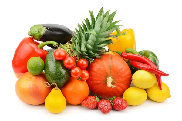 Frutas e legumes isolados em fundo branco Imagem De Stock