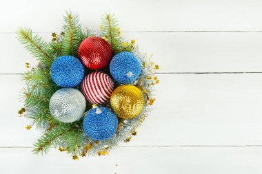 Noel ve yeni yıl arka plan. Metin için özgür yer. Düz yatıyordu,