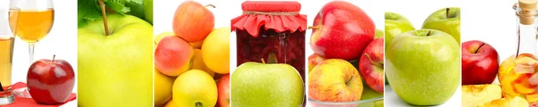 Sappige appels, SAP, jam apple cider azijn geïsoleerd op witte b — Stockfoto