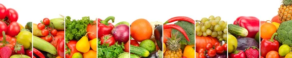 Kolekcja świeżych owoców i warzyw na białym tle na biały backgro — Zdjęcie stockowe