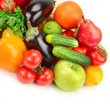 meyve ve sebze beyaz arkaplanda izole