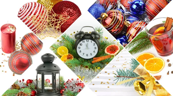 Collage set of the Christmas decorations. — Stock Photo, Image