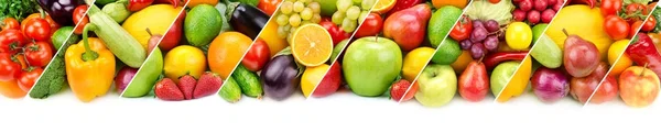 Колекція свіжих фруктів і овочів ізольовані на білому фоні — стокове фото