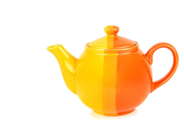 Porcelain teapot, isolated on white background. Free space for t — Stock Photo, Image