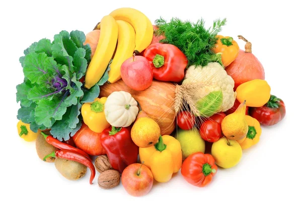 Fruits et légumes isolés sur un blanc — Photo