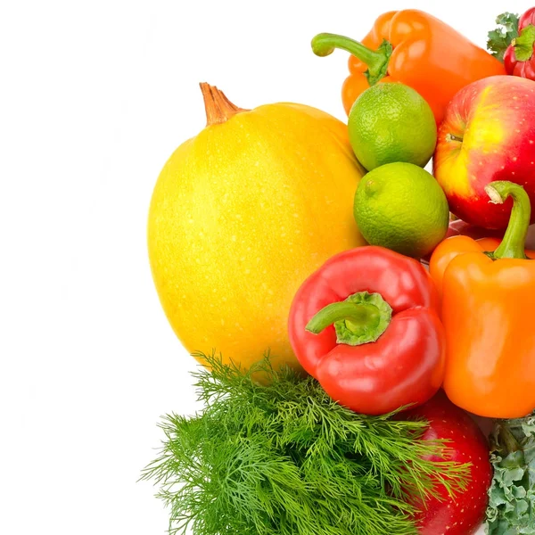 Conjunto de frutas y verduras aisladas sobre fondo blanco . — Foto de Stock
