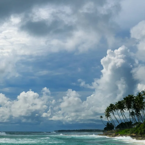 Dramático paisaje nublado y playa de arena Imágenes de stock libres de derechos