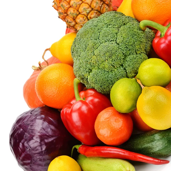 Set de frutas y verduras aisladas sobre fondo blanco . — Foto de Stock