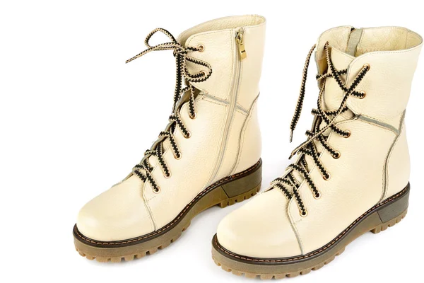 Botas Femininas Isoladas Fundo Branco Sapatos Modernos Confortáveis — Fotografia de Stock