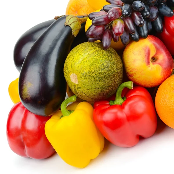 Fehér Alapon Izolált Gyümölcsök Zöldségek — Stock Fotó
