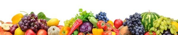 Recogida de frutas y verduras frescas aisladas sobre fondo blanco —  Fotos de Stock