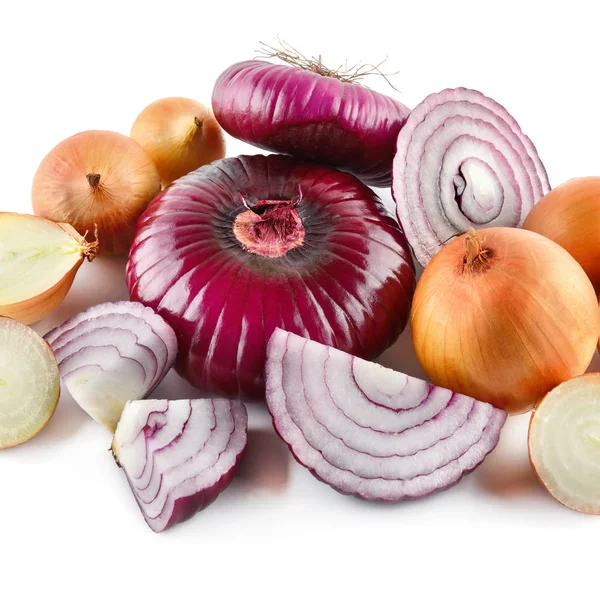 Red Gold Onions Isolated White Background Collection — Stock Photo, Image