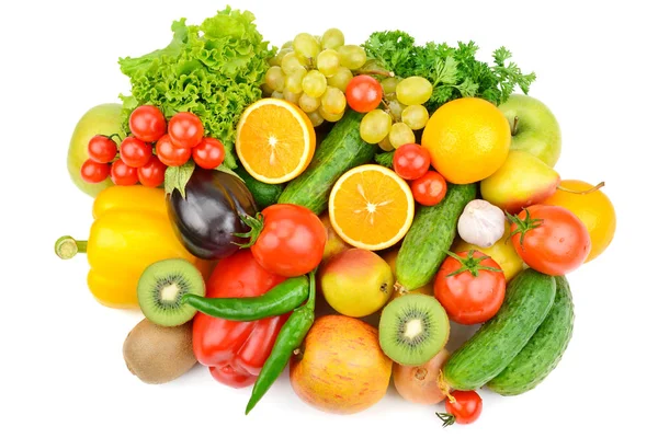 Frutas e legumes isolados em fundo branco. — Fotografia de Stock